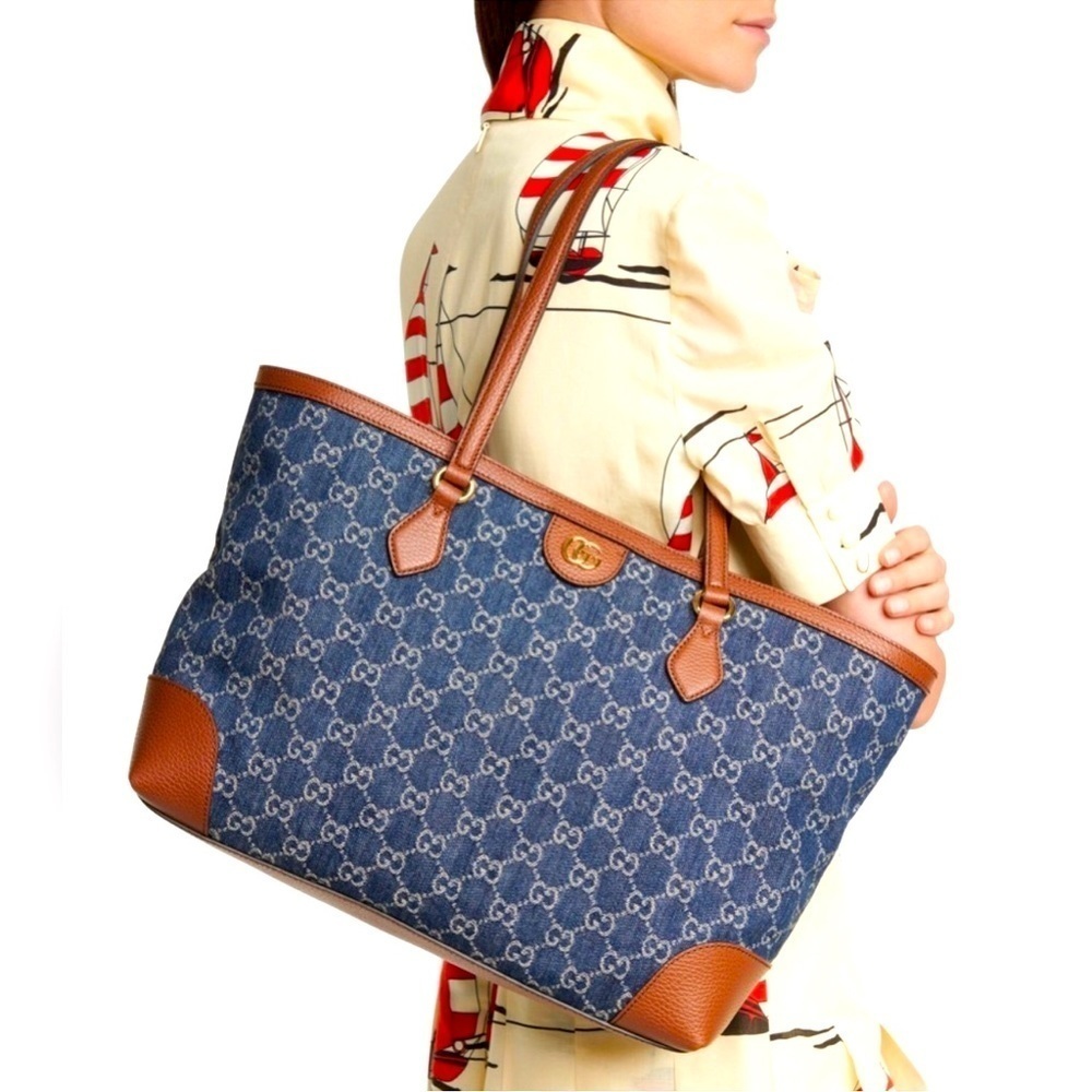 GUCCI Ophidia Medium Jacquard Denim GG Tote Bag NWT  with Original Dustbag